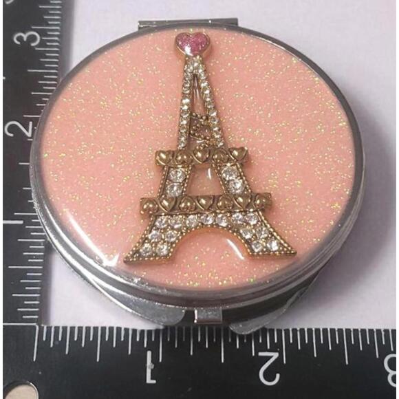 Betsey Johnson Pink Compact Mirror with Eiffel Tower Design - Preloved - Picture 7 of 8